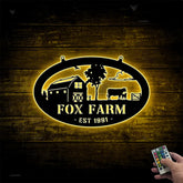 Custom Farmhouse Metal Wall Art Led Lights, Personalized Animals Barn Metal Sign, Metal Farm Tractor Name Sign, Mountain Barn Ranch Metal Sign